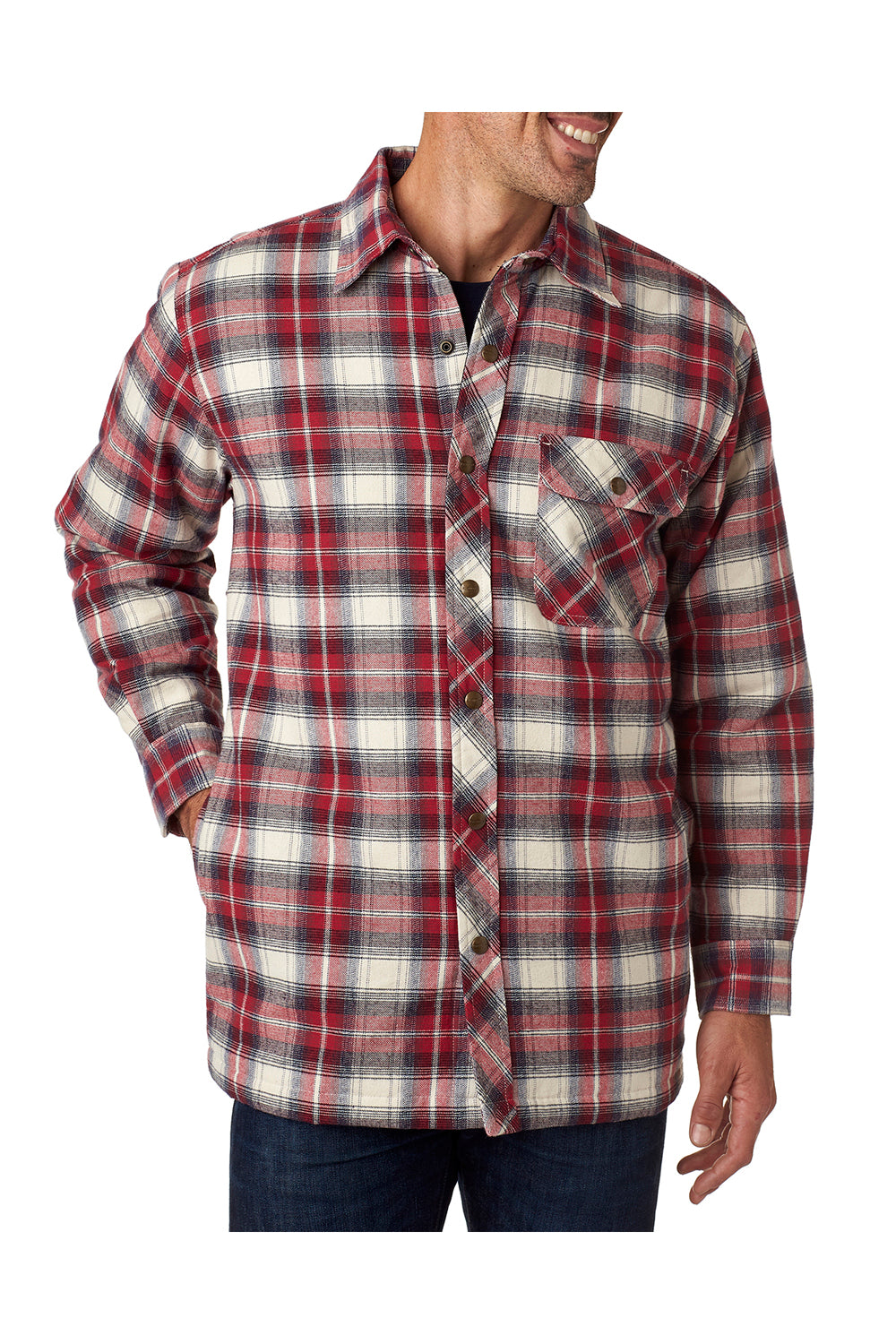 Backpacker BP7002 Mens Flannel Button Down Shirt Jacket Independent Red Front