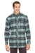 Backpacker BP7091 Mens Stretch Flannel Long Sleeve Button Down Shirt w/ Double Pockets Teal Blue Front