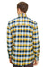 Backpacker BP7091 Mens Stretch Flannel Long Sleeve Button Down Shirt w/ Double Pockets Gold/Navy Back