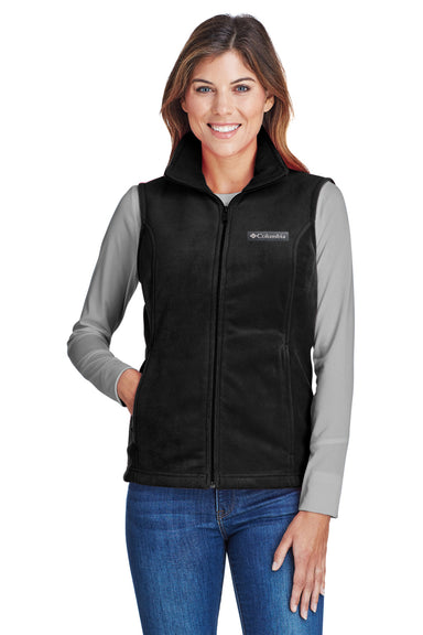 Columbia C1023 Womens Benton Springs Full Zip Fleece Vest Black Front