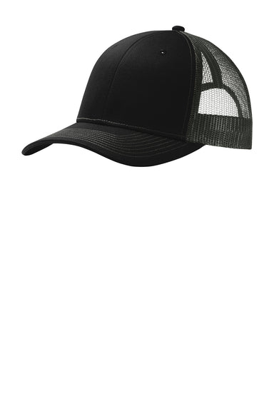 Port Authority C112 Mens Adjustable Trucker Hat Black/Steel Grey Front