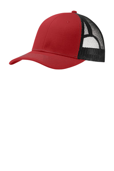 Port Authority C112 Mens Adjustable Trucker Hat Red/Black Front