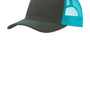 Port Authority Mens Adjustable Trucker Hat - Steel Grey/Neon Blue