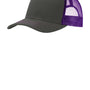 Port Authority Mens Adjustable Trucker Hat - Steel Grey/Purple