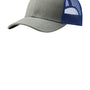 Port Authority Mens Adjustable Trucker Hat - Heather Grey/Patriot Blue
