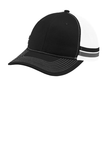 Port Authority C113 Mens Adjustable Trucker Hat Black/Steel Grey/White Front