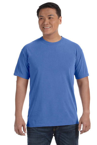 Comfort Colors C1717 Mens Short Sleeve Crewneck T-Shirt Neon Blue Front