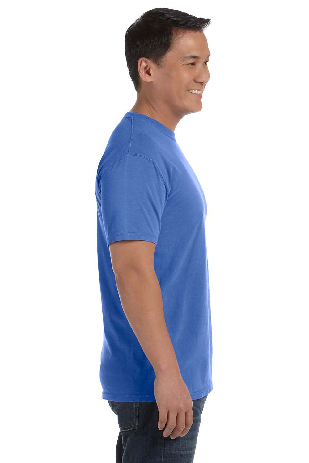 Comfort Colors C1717 Mens Short Sleeve Crewneck T-Shirt Neon Blue Side