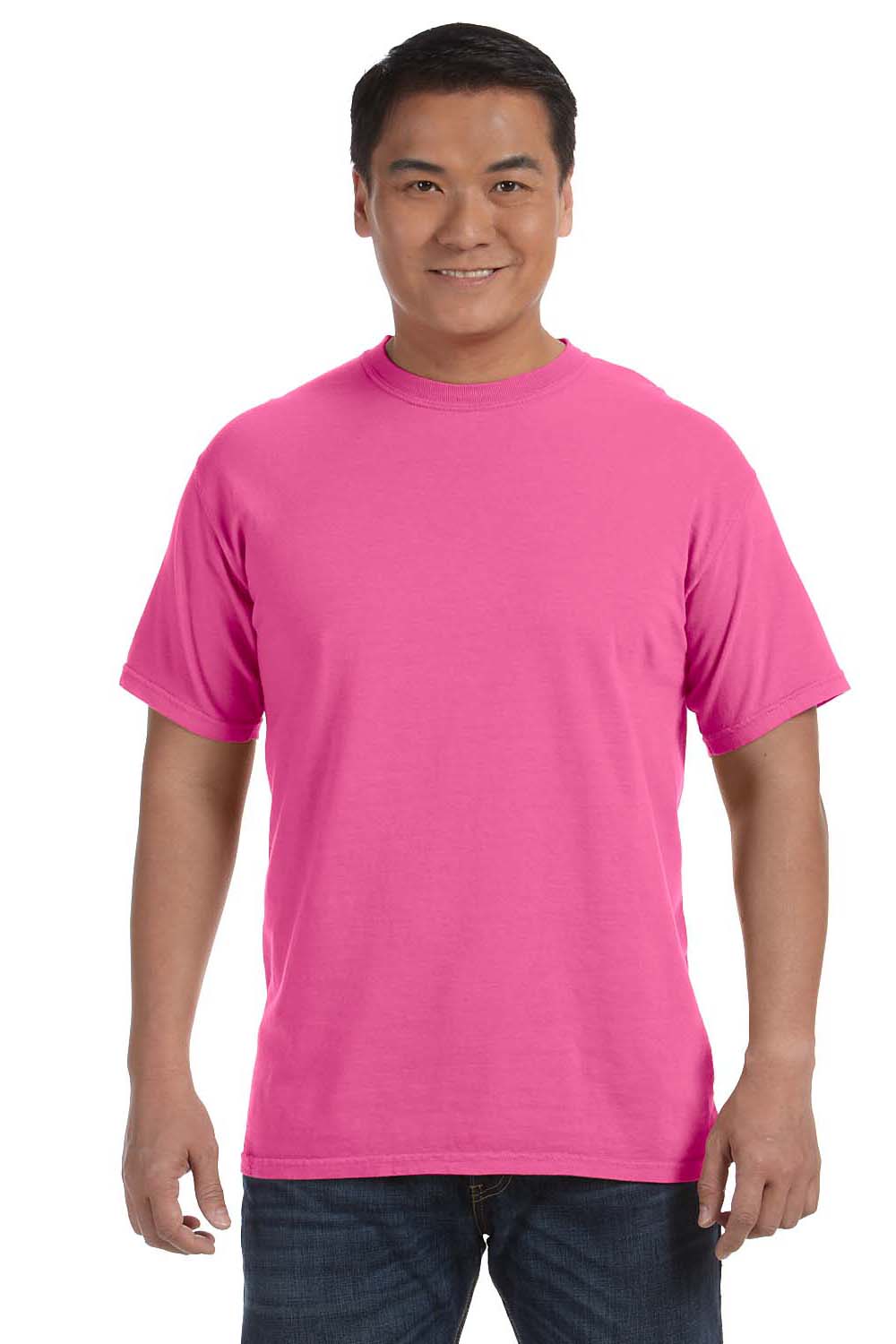 Comfort Colors 1717/C1717 Neon Pink Short Crewneck T-Shirt —