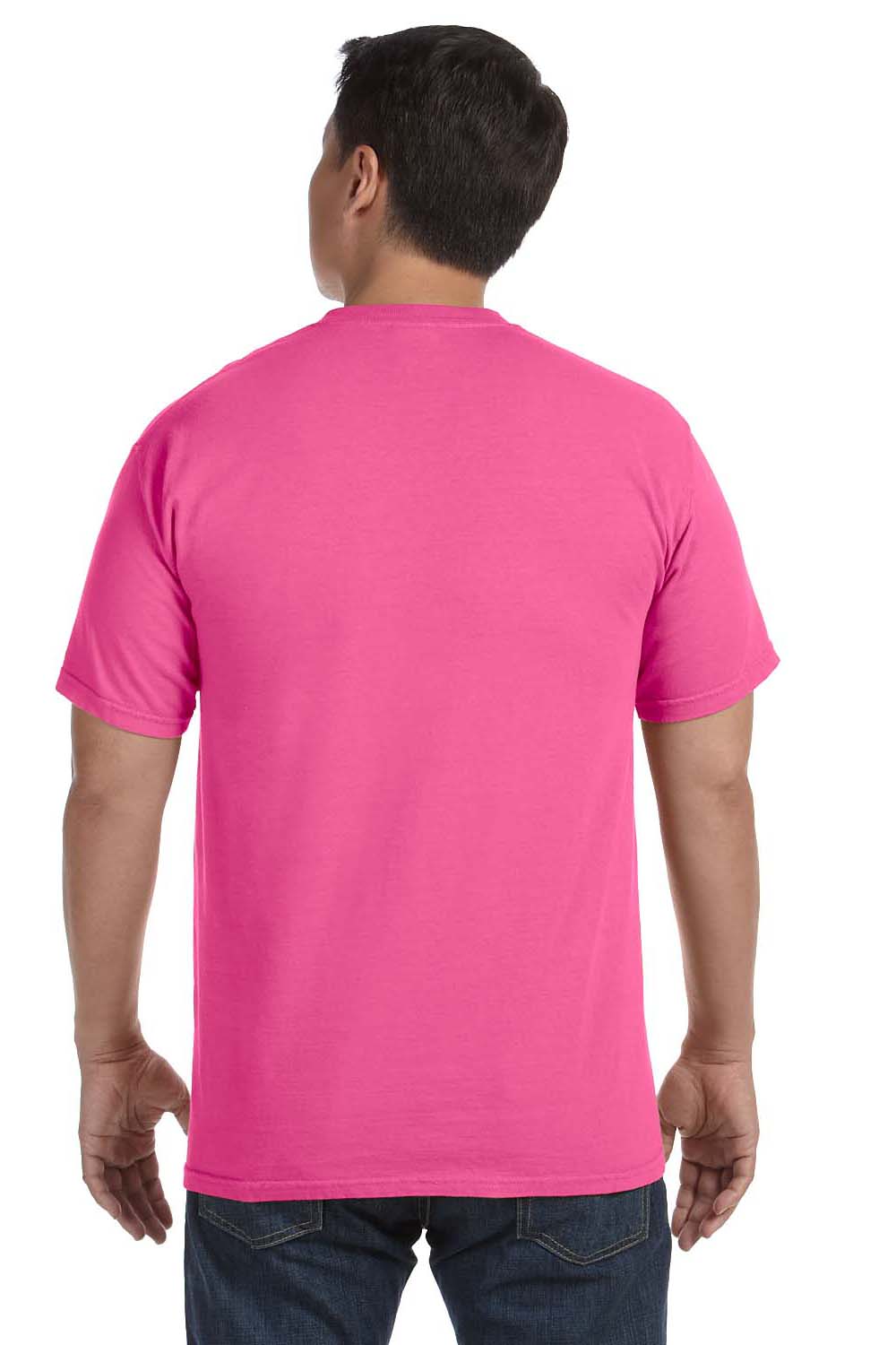 Comfort Colors C1717 Mens Short Sleeve Crewneck T-Shirt Neon Pink Back