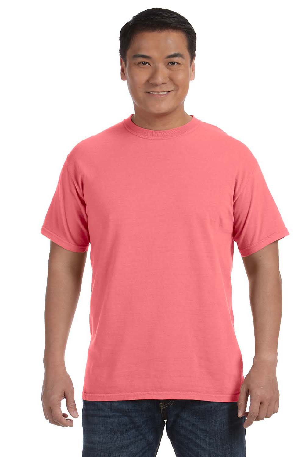 Comfort Colors C1717 Mens Short Sleeve Crewneck T-Shirt Neon Red Orange Front