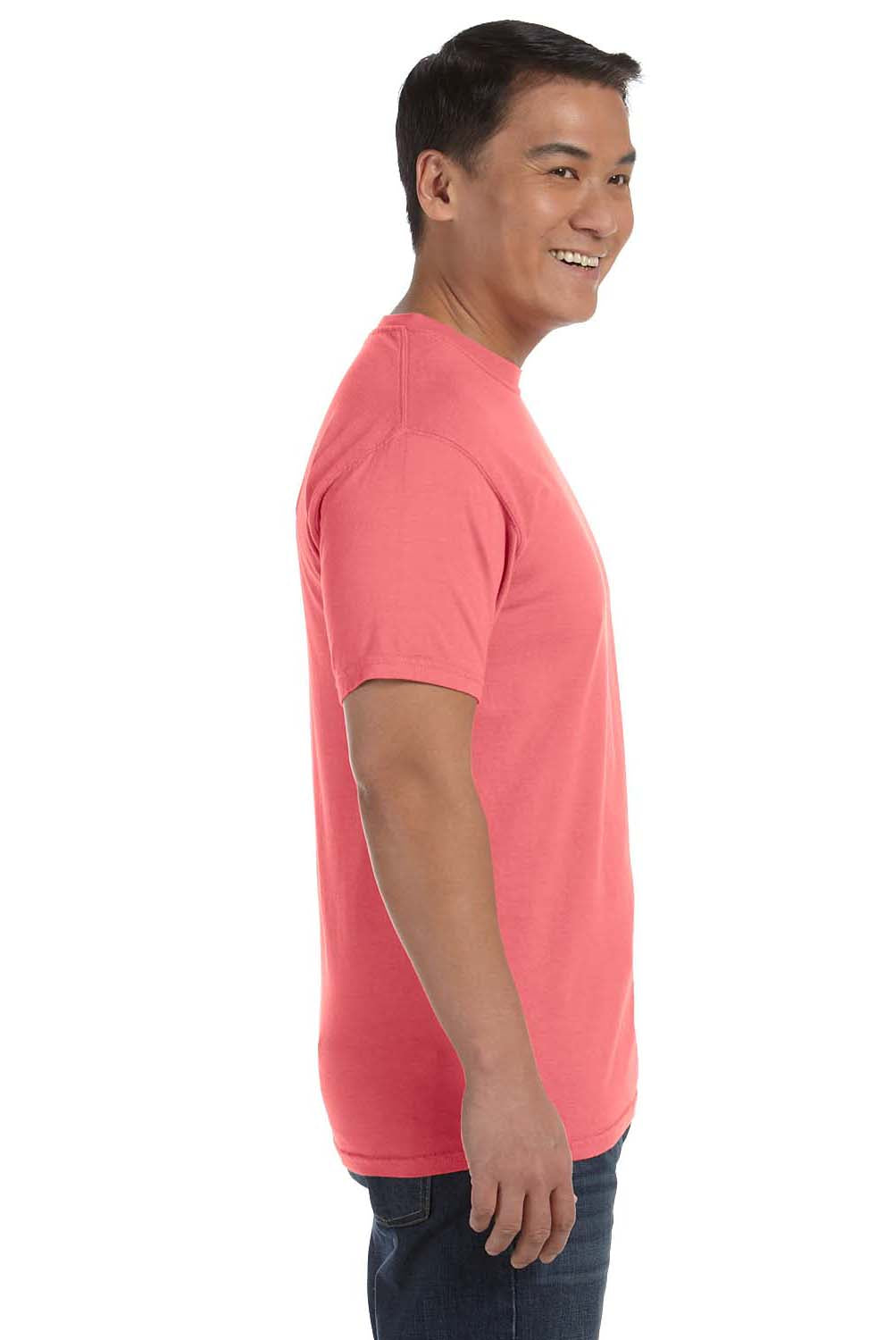Comfort Colors C1717 Mens Short Sleeve Crewneck T-Shirt Neon Red Orange Side