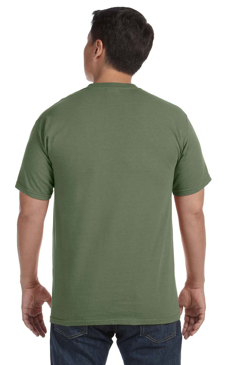 Comfort Colors C1717 Mens Short Sleeve Crewneck T-Shirt Moss Green Back