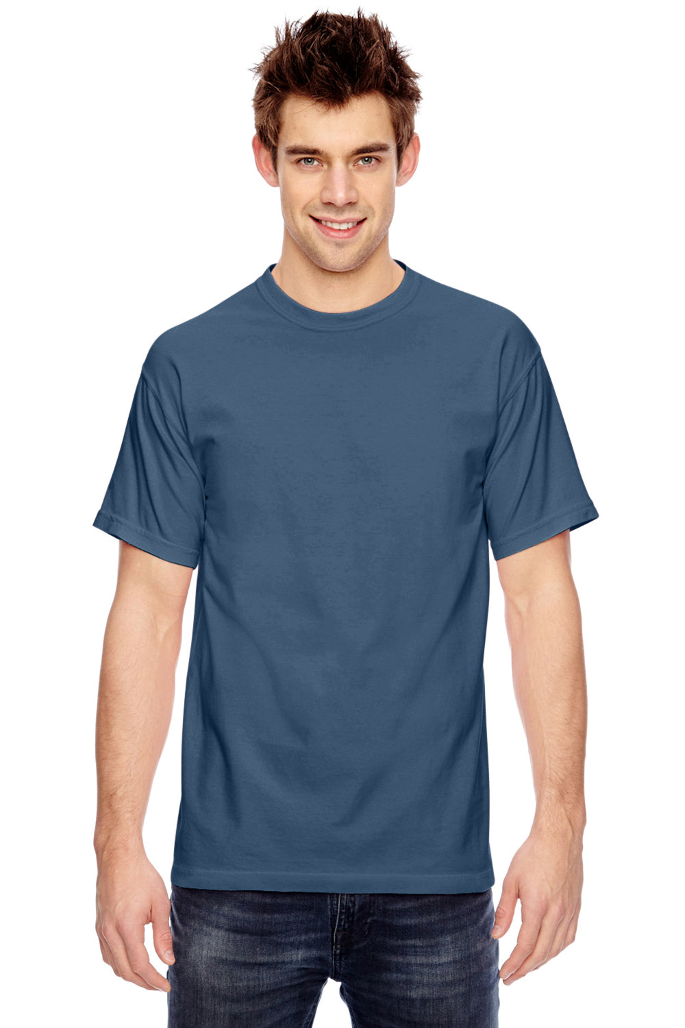 Comfort Colors C1717 Mens Short Sleeve Crewneck T-Shirt Navy Blue Front