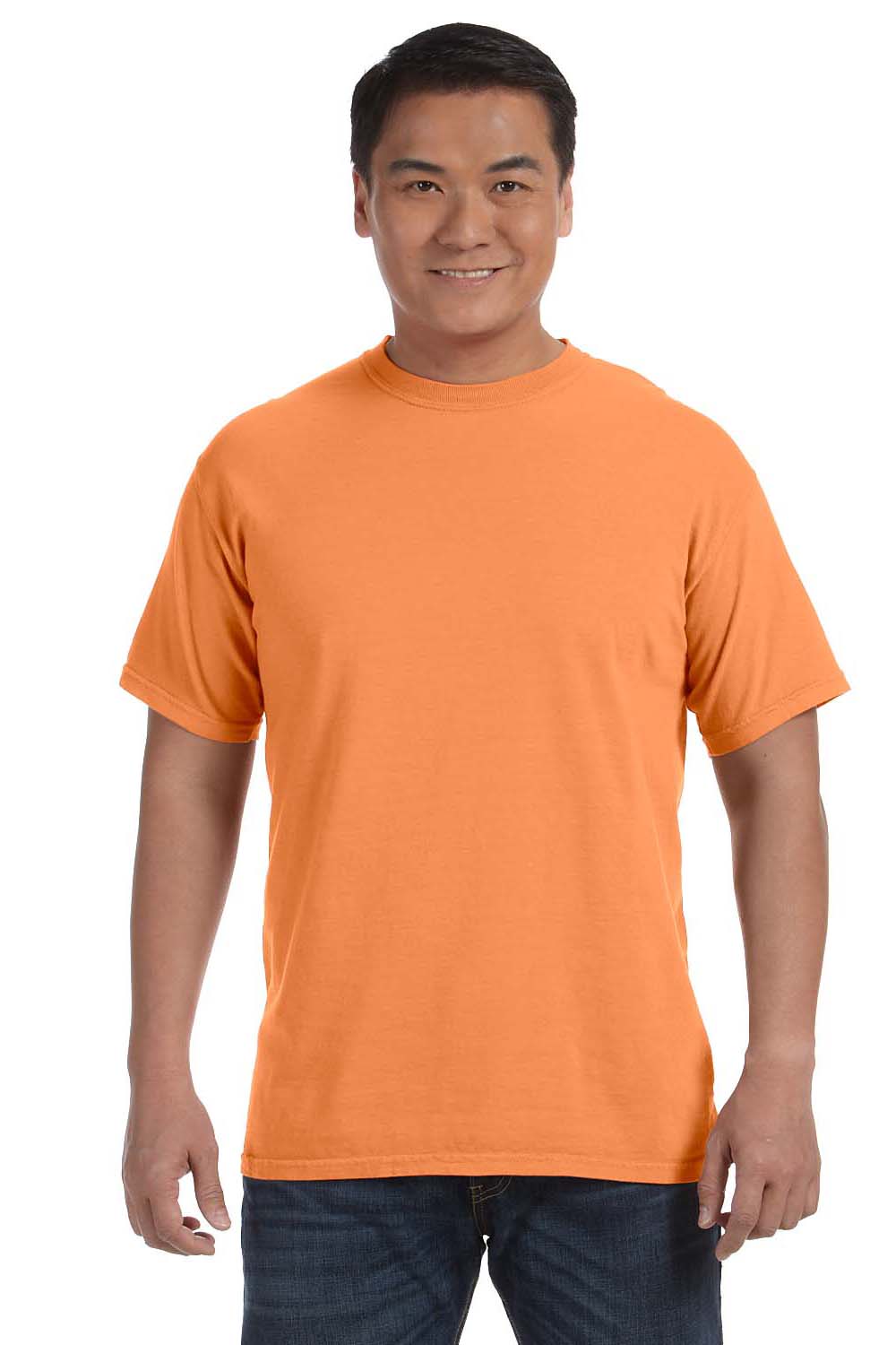 Comfort Colors C1717 Mens Short Sleeve Crewneck T-Shirt Melon Orange Front