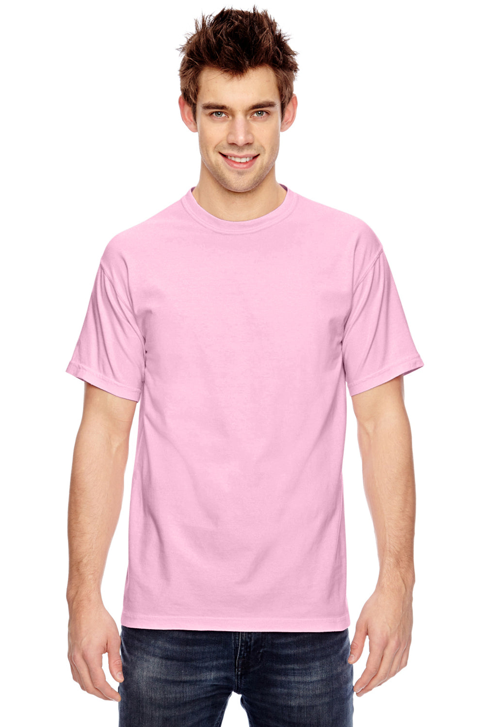 Comfort Colors C1717 Mens Short Sleeve Crewneck T-Shirt Blossom Pink Front