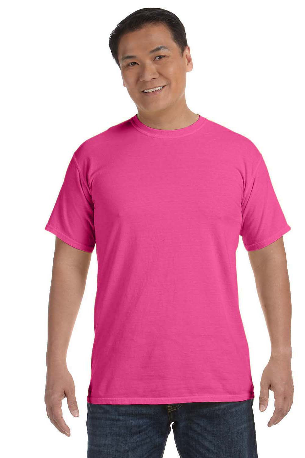 Comfort Colors C1717 Mens Short Sleeve Crewneck T-Shirt Peony Pink Front