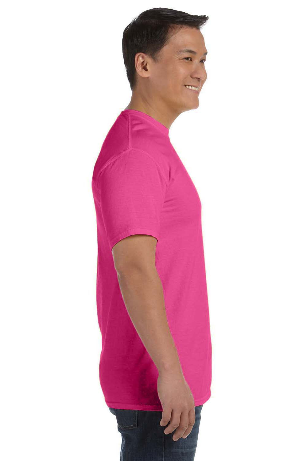 Comfort Colors C1717 Mens Short Sleeve Crewneck T-Shirt Peony Pink Side