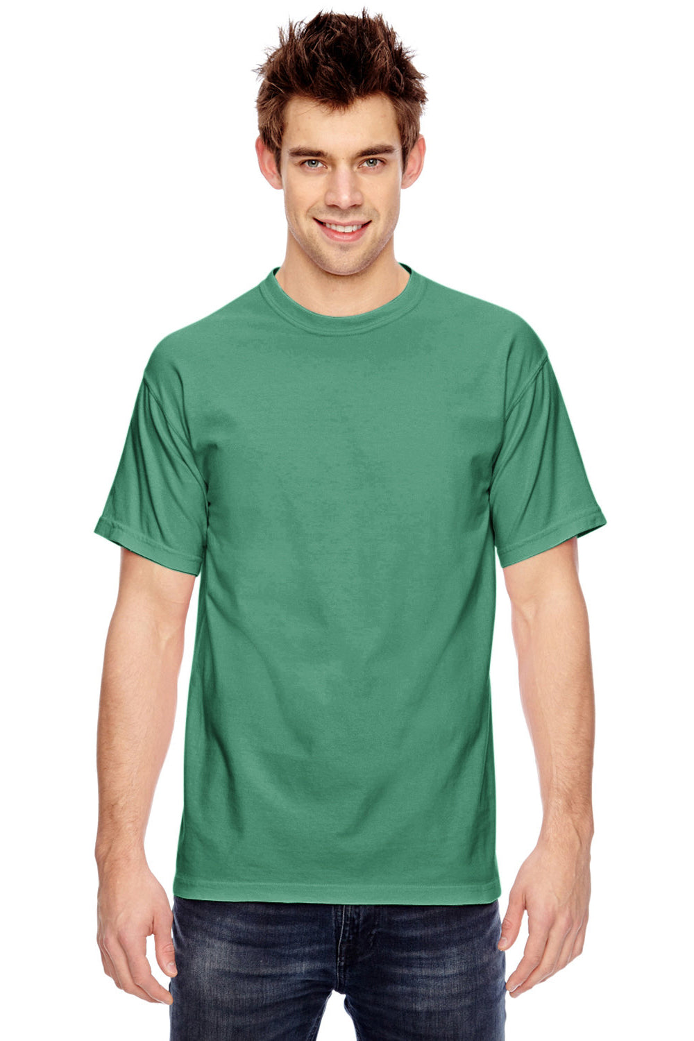 Comfort Colors 1717/C1717 Mens Short Sleeve Crewneck T-Shirt Island Green Front