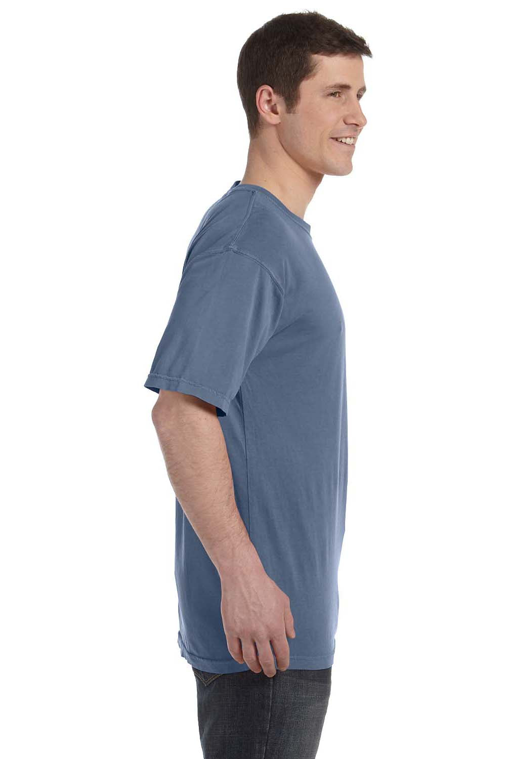 Comfort Colors C4017 Mens Short Sleeve Crewneck T-Shirt Blue Jean Side