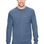 Comfort Colors Mens Long Sleeve Crewneck T-Shirt w/ Pocket - Blue Jean