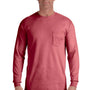 Comfort Colors Mens Long Sleeve Crewneck T-Shirt w/ Pocket - Crimson Red