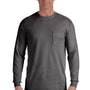 Comfort Colors Mens Long Sleeve Crewneck T-Shirt w/ Pocket - Pepper Grey