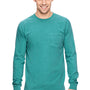 Comfort Colors Mens Long Sleeve Crewneck T-Shirt w/ Pocket - Seafoam Green