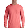 Comfort Colors Mens Long Sleeve Crewneck T-Shirt w/ Pocket - Watermelon Pink