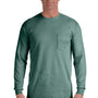 Comfort Colors Mens Long Sleeve Crewneck T-Shirt w/ Pocket - Light Green