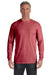 Comfort Colors C4410 Mens Long Sleeve Crewneck T-Shirt w/ Pocket Brick Red Front