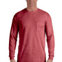 Comfort Colors Mens Long Sleeve Crewneck T-Shirt w/ Pocket - Brick Red