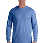 Comfort Colors Mens Long Sleeve Crewneck T-Shirt w/ Pocket - Flo Blue