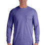 Comfort Colors Mens Long Sleeve Crewneck T-Shirt w/ Pocket - Violet Purple