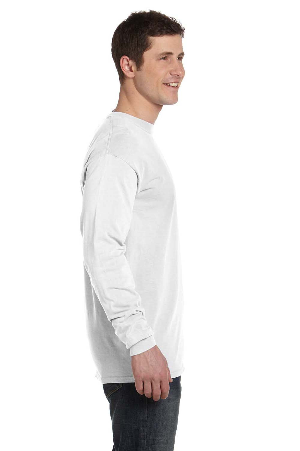 Comfort Colors C6014 Mens Long Sleeve Crewneck T-Shirt White Side