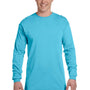 Comfort Colors Mens Long Sleeve Crewneck T-Shirt - Lagoon Blue