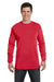 Comfort Colors C6014 Mens Long Sleeve Crewneck T-Shirt Paprika Red Front