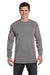 Comfort Colors C6014 Mens Long Sleeve Crewneck T-Shirt Grey Front