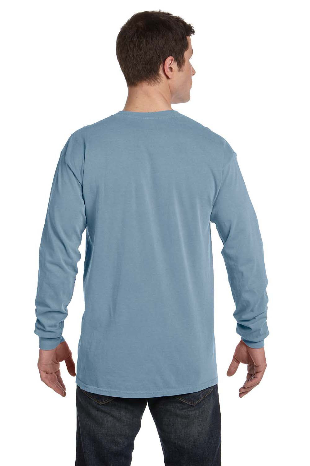 Comfort Colors C6014 Mens Long Sleeve Crewneck T-Shirt Ice Blue Back
