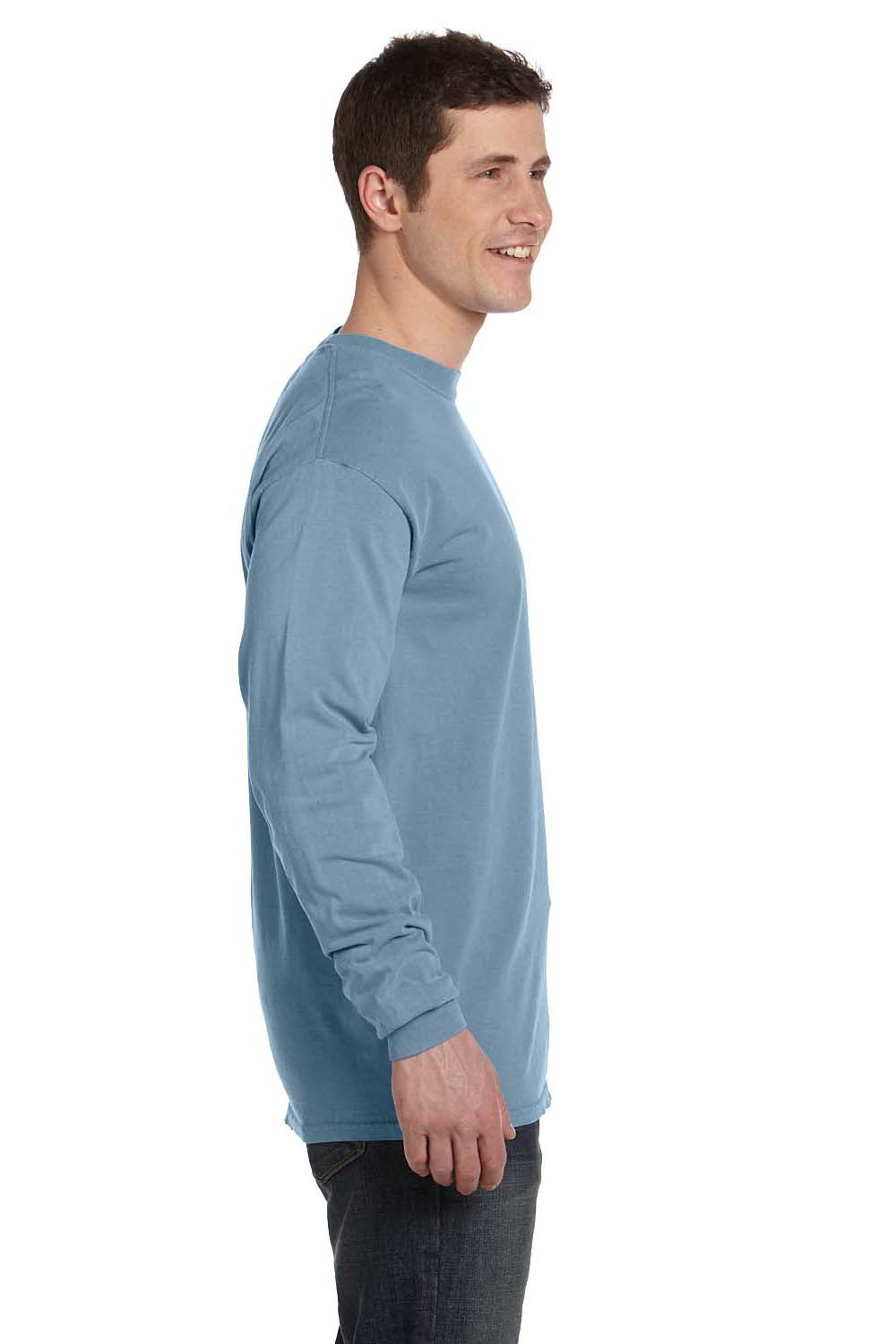 Comfort Colors C6014 Mens Long Sleeve Crewneck T-Shirt Ice Blue Side