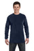 Comfort Colors C6014 Mens Long Sleeve Crewneck T-Shirt Navy Blue Front