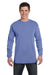 Comfort Colors C6014 Mens Long Sleeve Crewneck T-Shirt Flo Blue Front