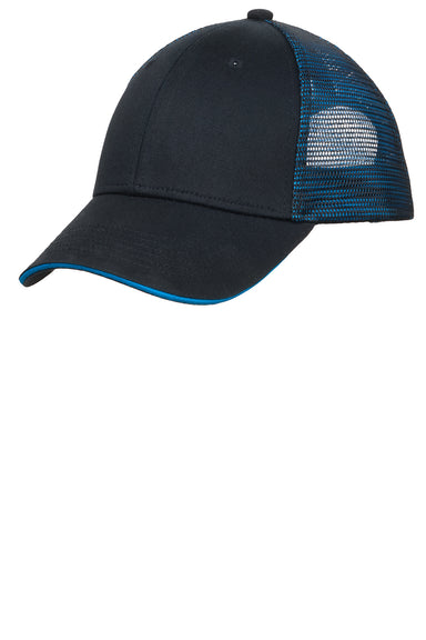 Port Authority C818 Mens Adjustable Hat Black/Shock Blue Front
