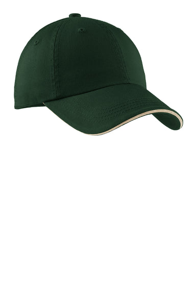 Port Authority C830 Mens Adjustable Hat Hunter Green/Stone Brown Front