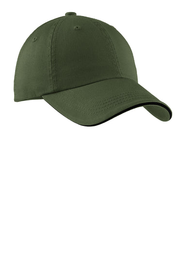 Port Authority C830 Mens Adjustable Hat Olive Green/Black Front