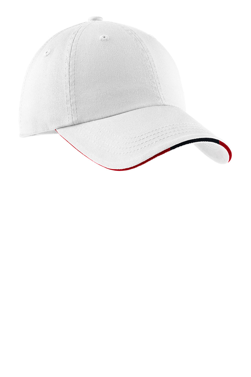Port Authority C830 Mens Adjustable Hat White/Navy Blue/Red Front