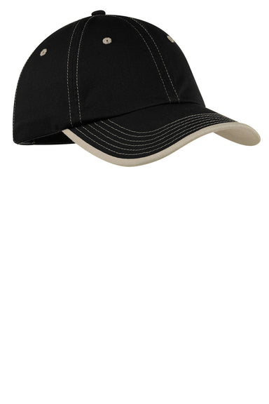 Port Authority C835 Mens Adjustable Hat Black/Stone Brown Front