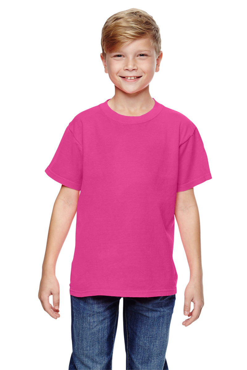 Comfort Colors 9018/C9018 Youth Neon Pink Short Sleeve Crewneck T-Shirt —