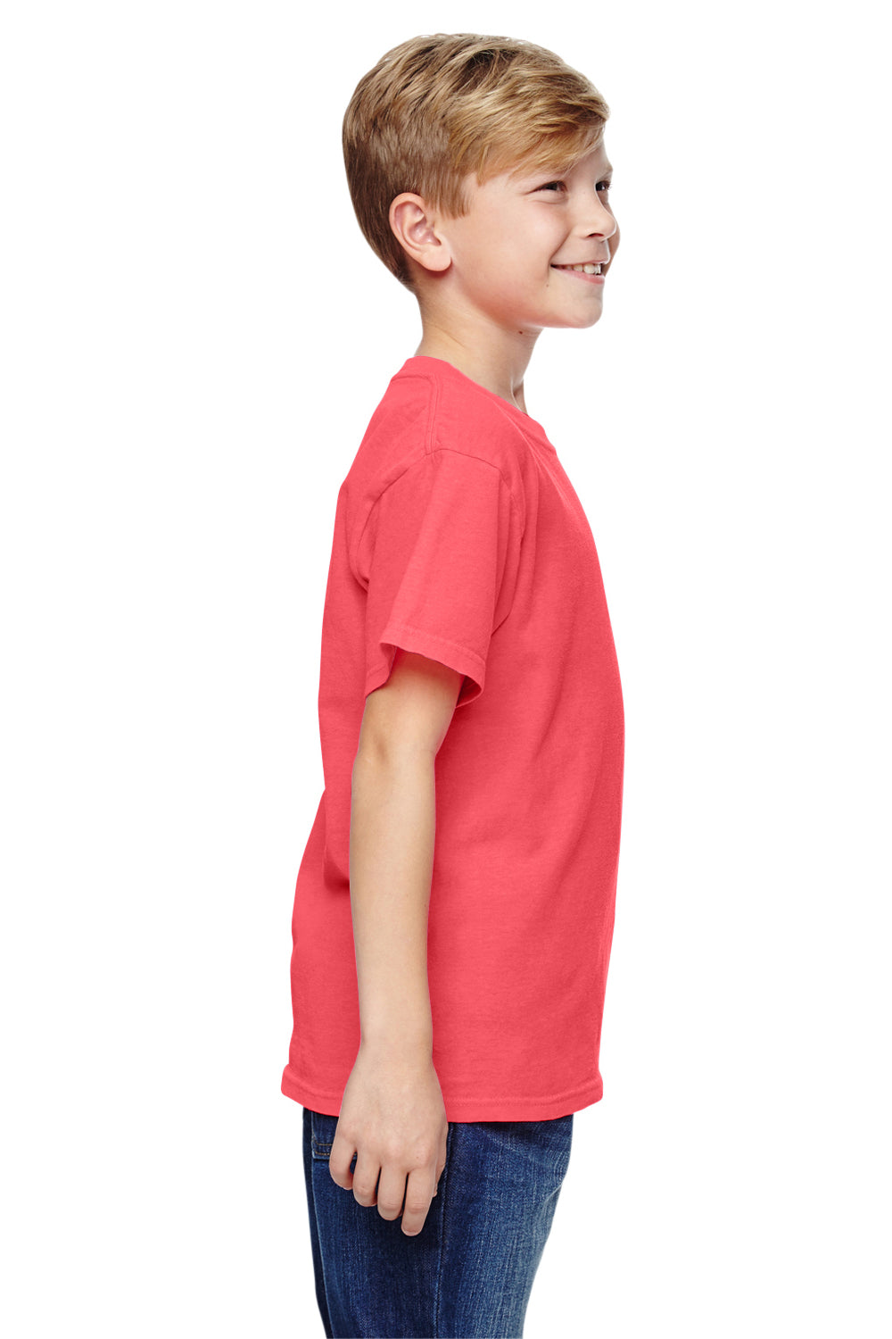Comfort Colors C9018 Youth Short Sleeve Crewneck T-Shirt Neon Red Orange Side