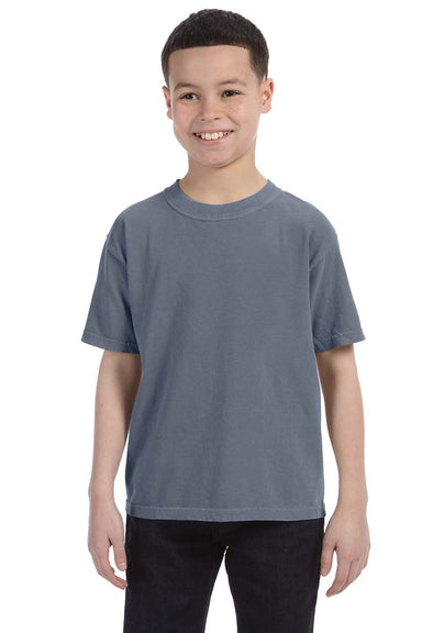 Comfort Colors C9018 Youth Short Sleeve Crewneck T-Shirt Denim Blue Front